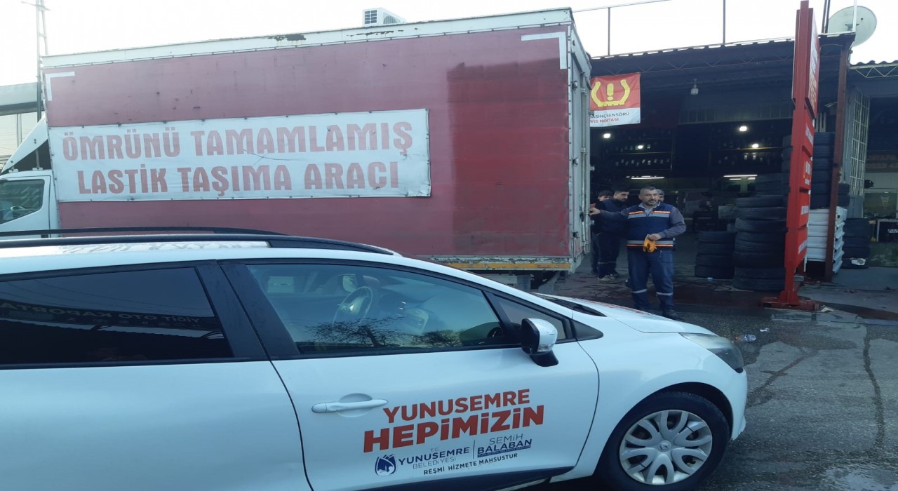 Yunusemrede atık lastikler geri dönüşüme kazandırılıyor