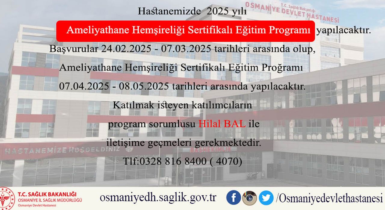 Ameliyathane Hemşireliği Sertifikalı Eğitim Programı Düzenlenecek
