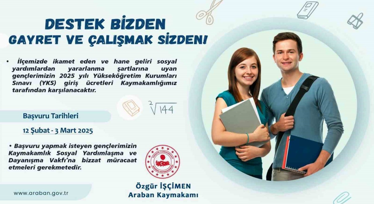 Arabanda ihtiyaç sahibi öğrencilere YKS ücreti desteği