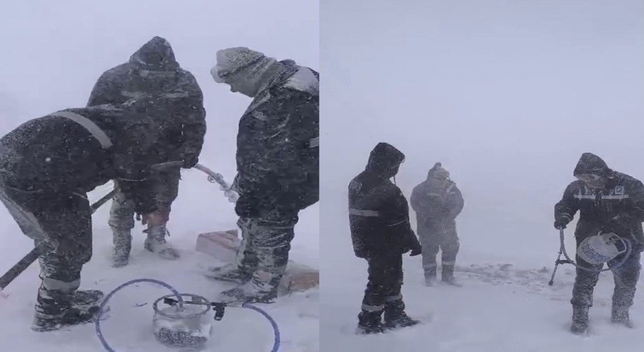 Arızaya giden VEDAŞ ekibi fırtınaya yakalandı