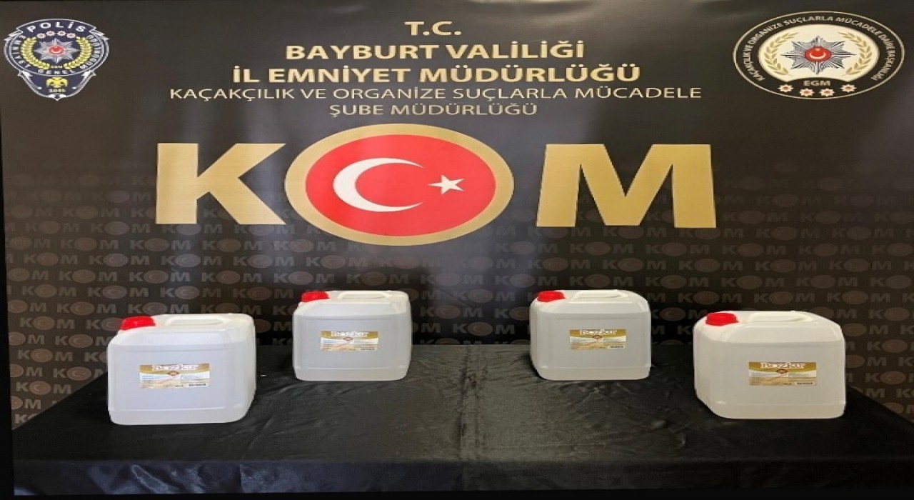 Bayburtta 20 litre etil alkol ele geçirildi