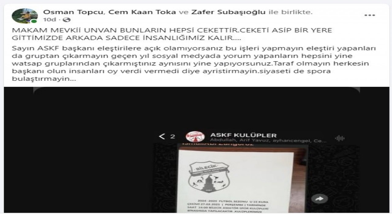 Bilecikte ASKFya kulüpler tepki gösteriyor