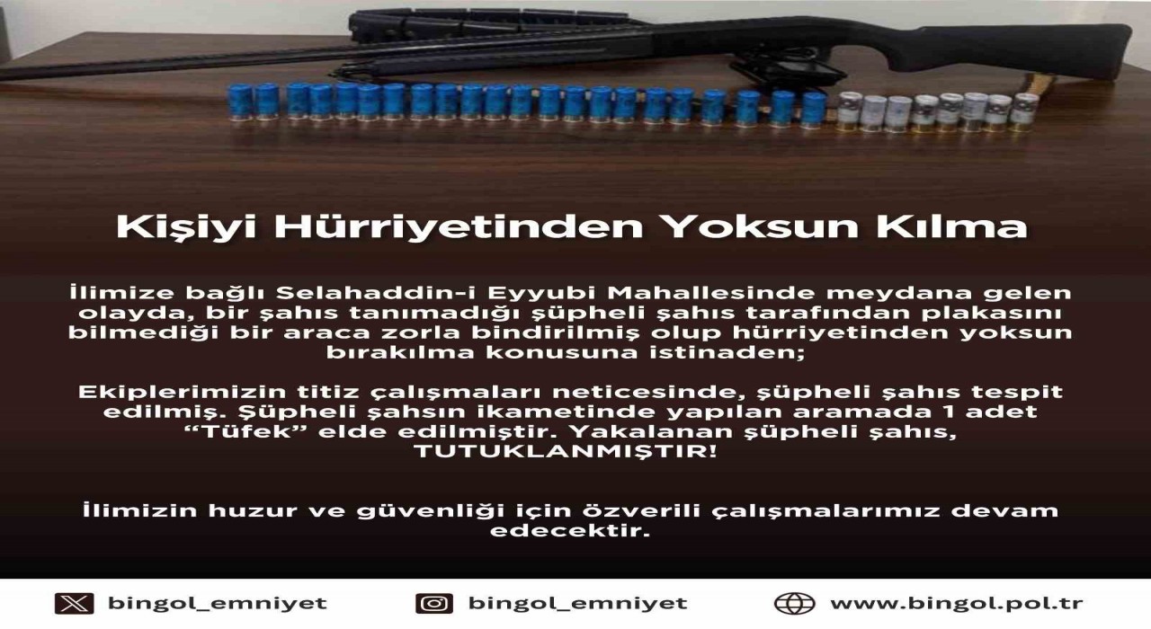 Bingölde bir şahsı kaçırmaya çalışan şüpheli tutuklandı