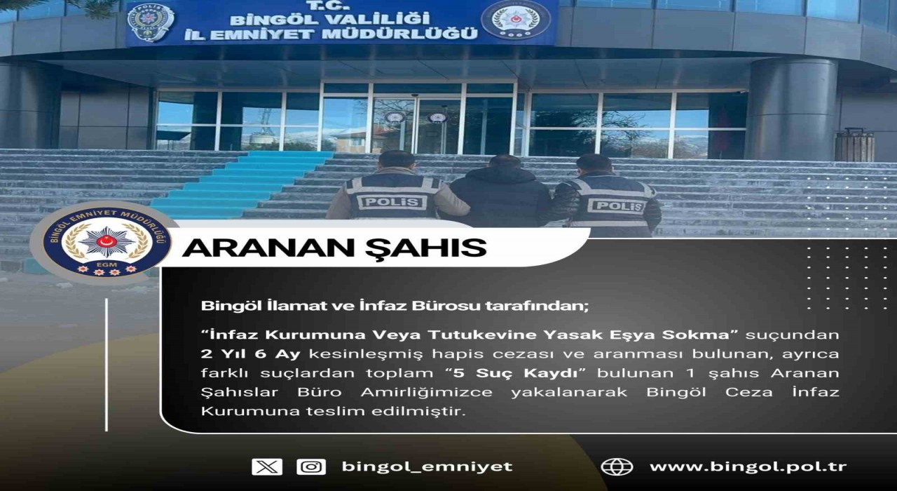 Bingölde kesinleşmiş hapis cezası bulunan 2 şüpheli tutuklandı