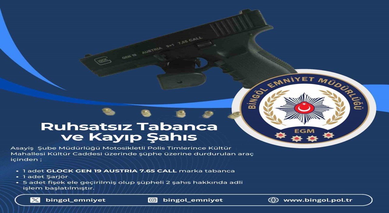 Bingölde ruhsatsız silah ele geçirildi