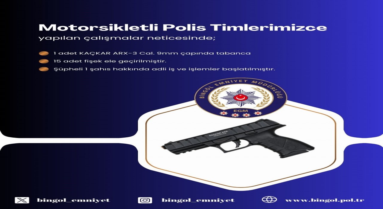 Bingölde tabanca ele geçirildi