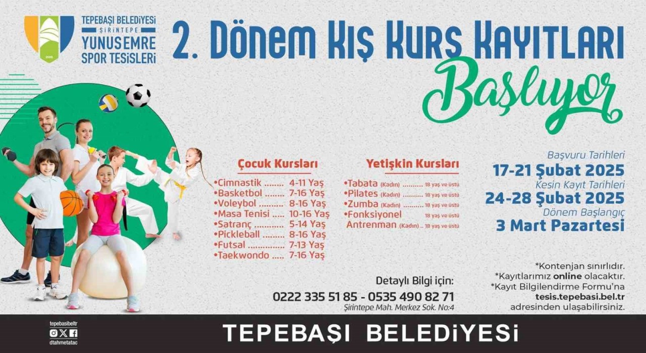 Çocuk ve yetişkin kursları için kayıtlar başlıyor