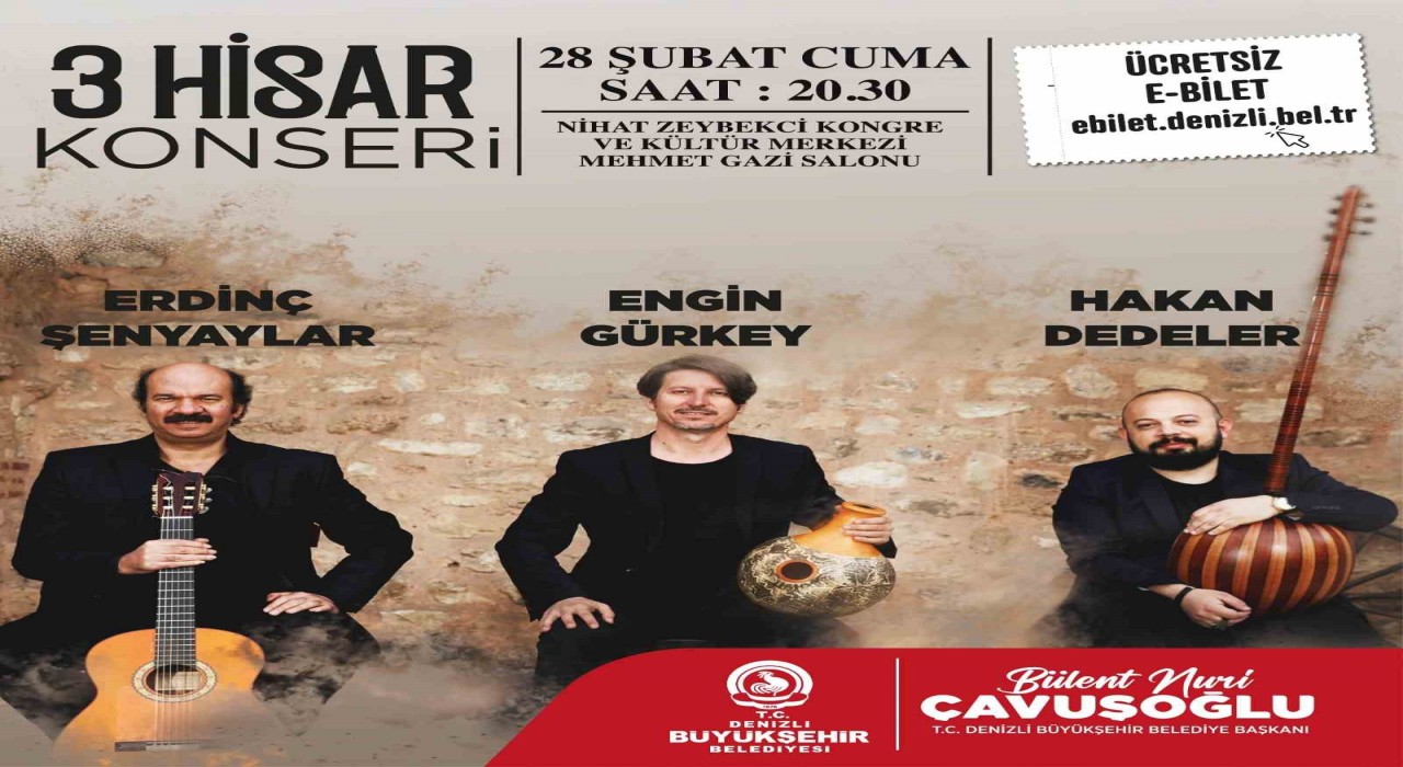 Denizlide 3 Hisar grubu müzikseverlerle buluşacak