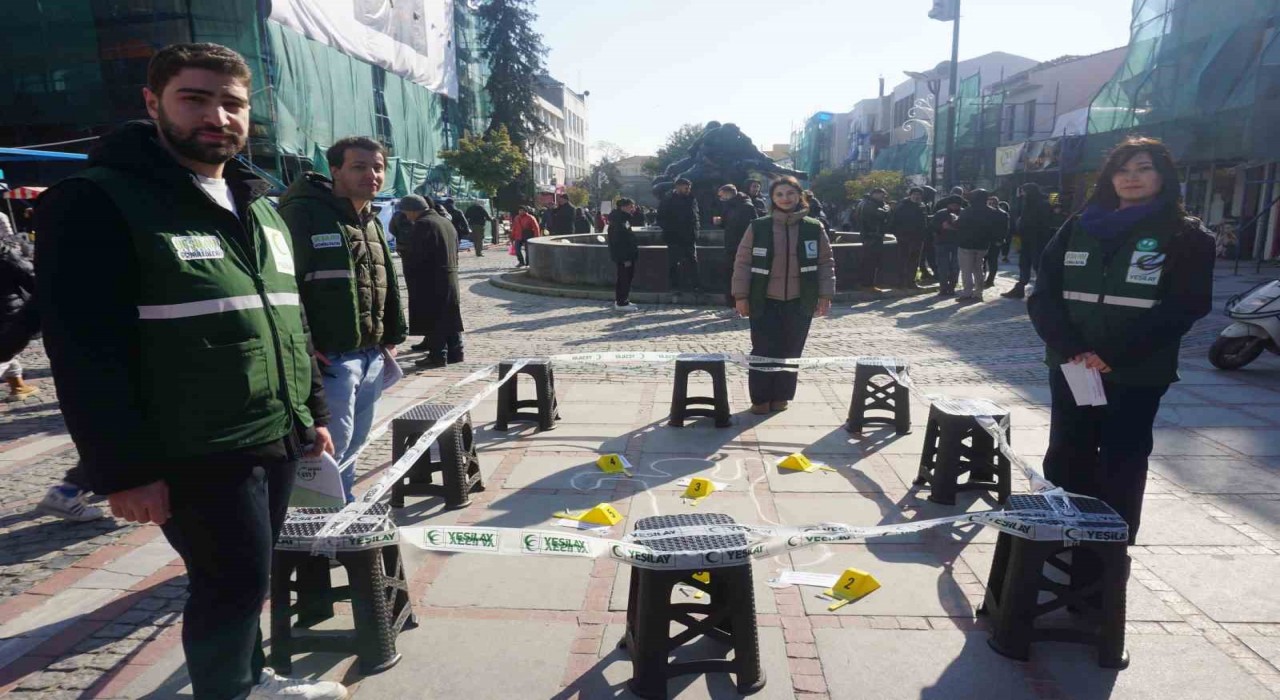 Edirnede sigaranın ölümcül izleri olay yeri konseptiyle anlatıldı
