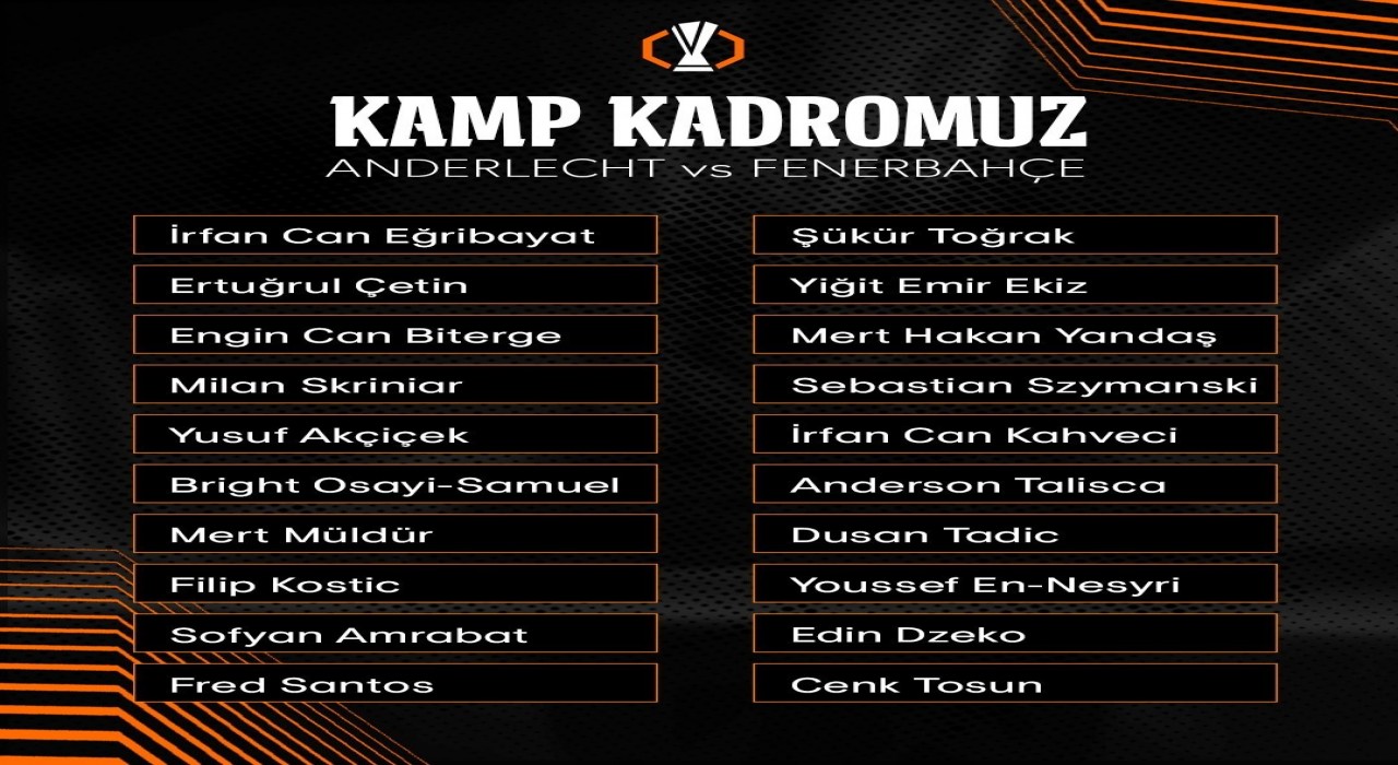 Fenerbahçenin Anderlecht maçı kamp kadrosu belli oldu