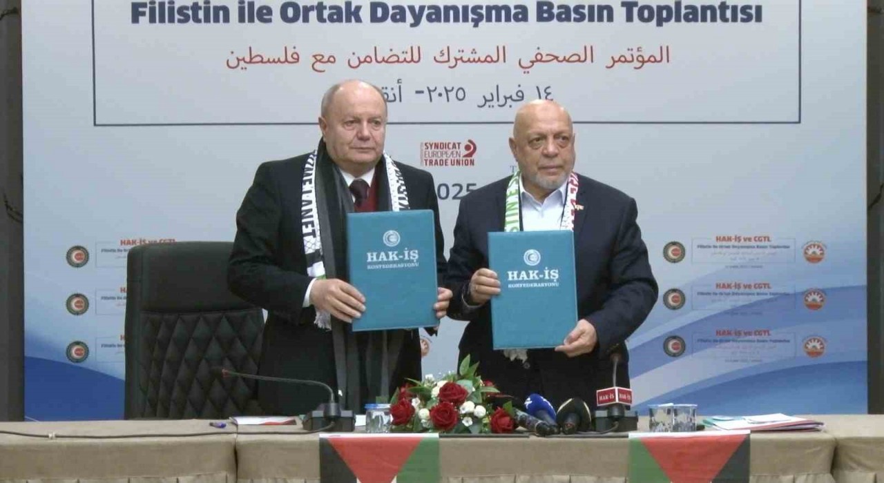 HAK-İŞ ve Lünban işçi sendikası CGTLden Filistine destek toplantısı