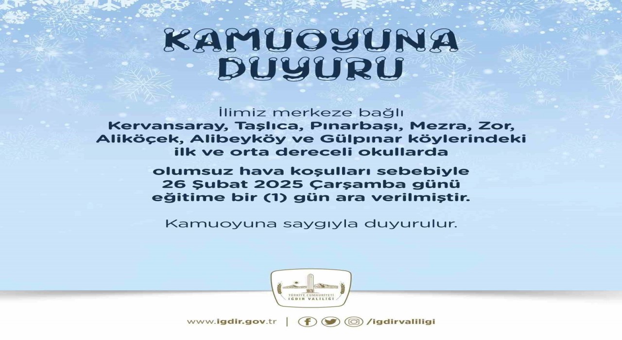 Iğdırdaki bazı okullarda eğitime kar engeli