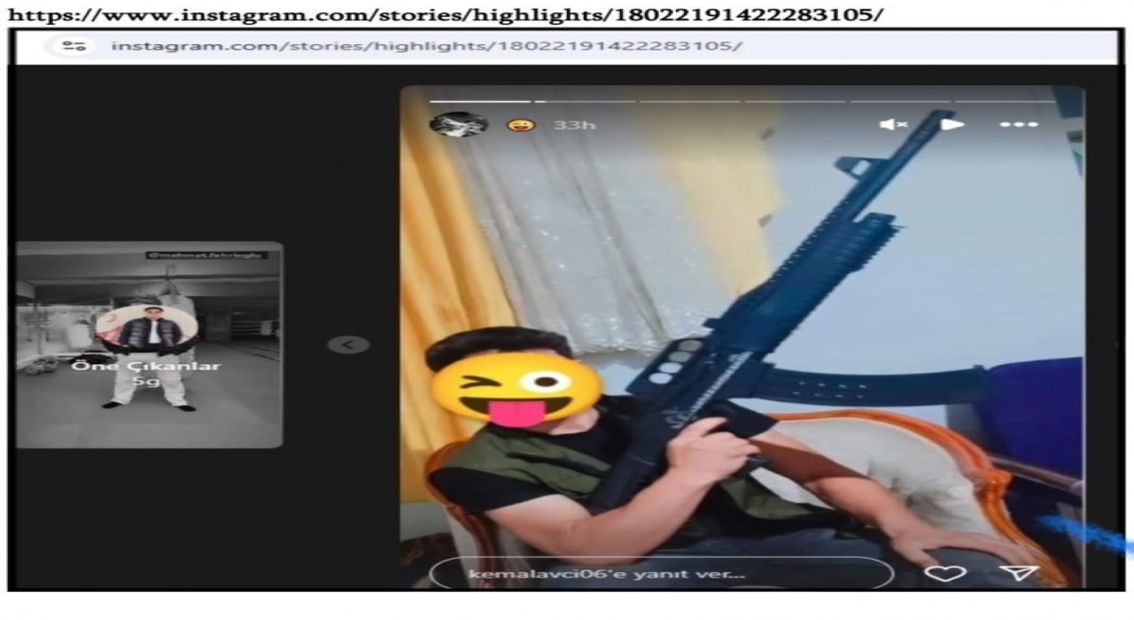 Instagram'da silahla poz veren şüpheli gözaltına alındı