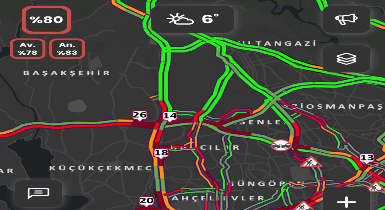 İstanbulda trafik yoğunluğu yüzde 80e ulaştı