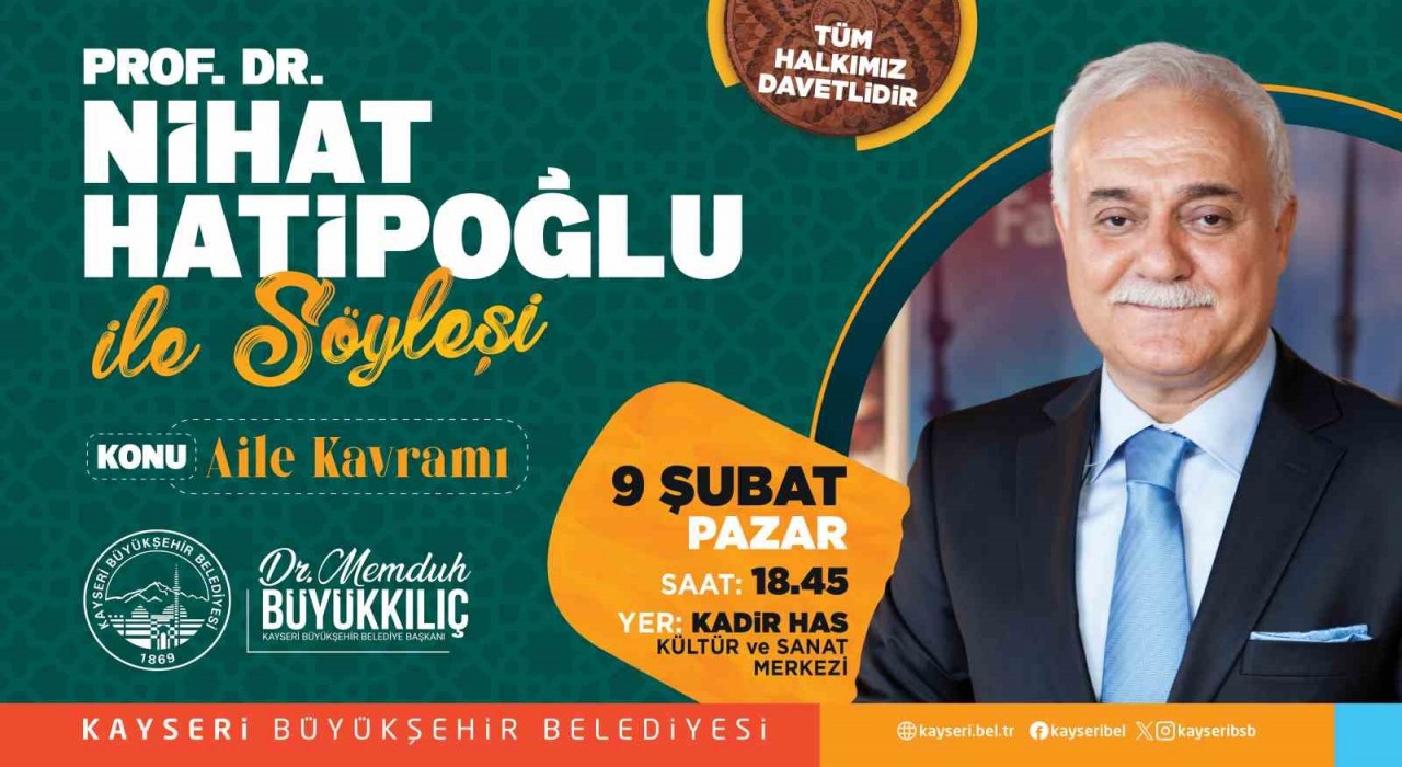 Nihat Hatipoğlu Kayseride konferans verecek
