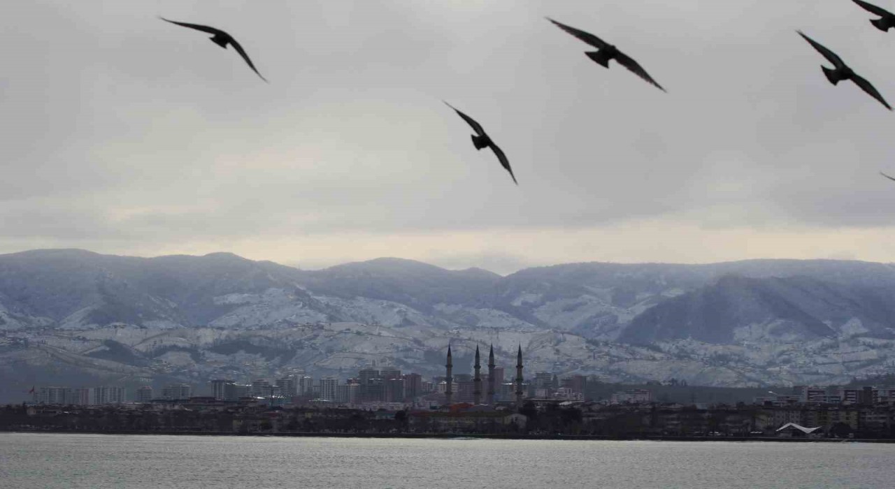Ordudan şehir ve kar manzarası