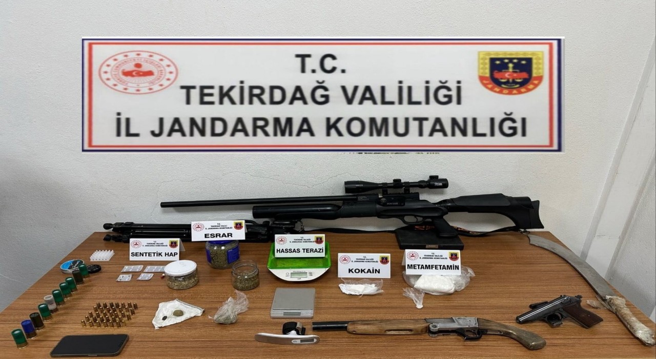 Tekirdağda uyuşturucu ve silah operasyonu