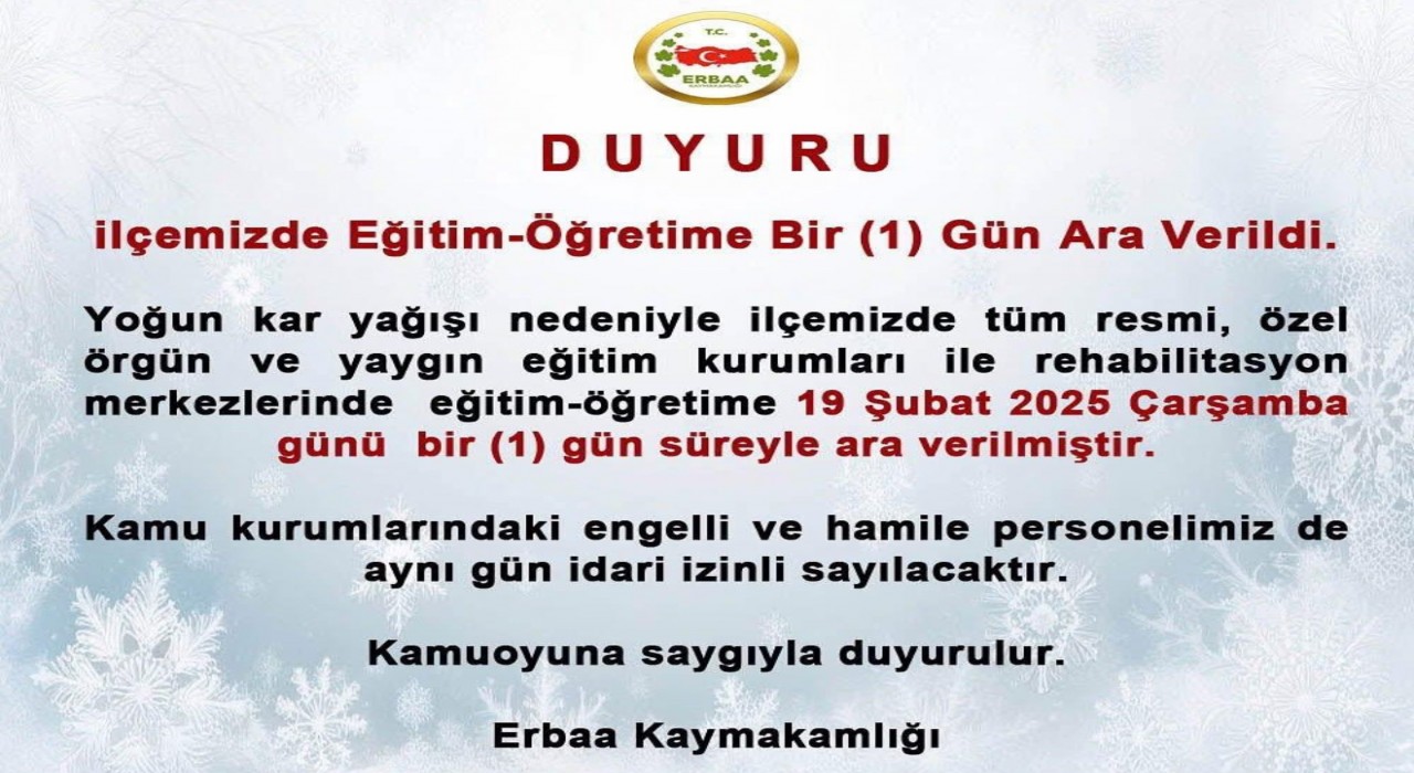 Tokatta bir ilçede eğitime ara verildi
