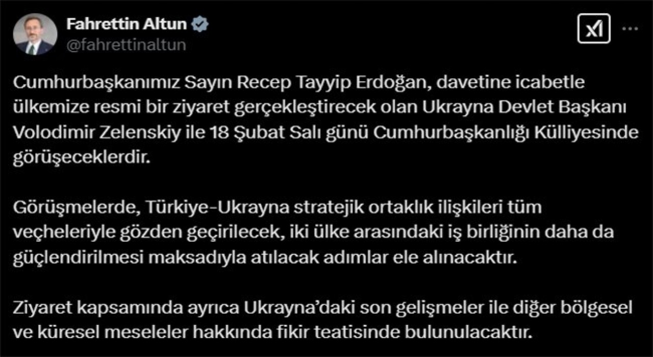 Ukrayna Devlet Başkanı Zelenskiy Türkiyeye geliyor