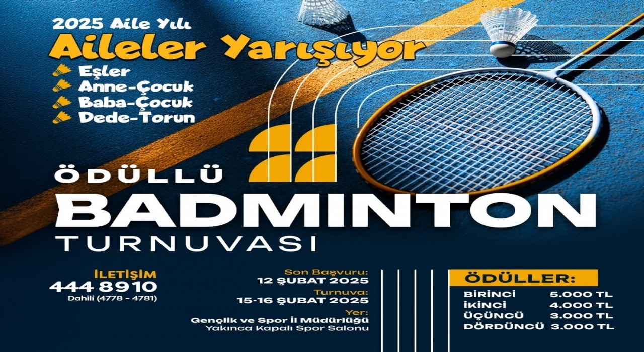 Yeşilyurt Belediyesi Aileler İçin Badminton Turnuvası Düzenliyor