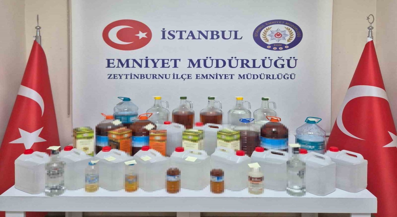 Zeytinburnundaki 2 işyerine baskın: 80 litre sahte alkol ele geçirildi