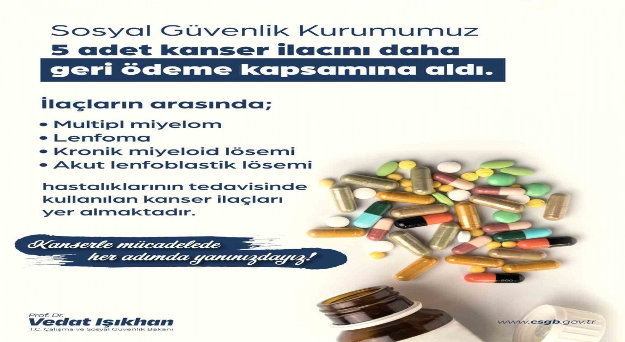 5 kanser ilacı daha geri ödeme listesine alındı