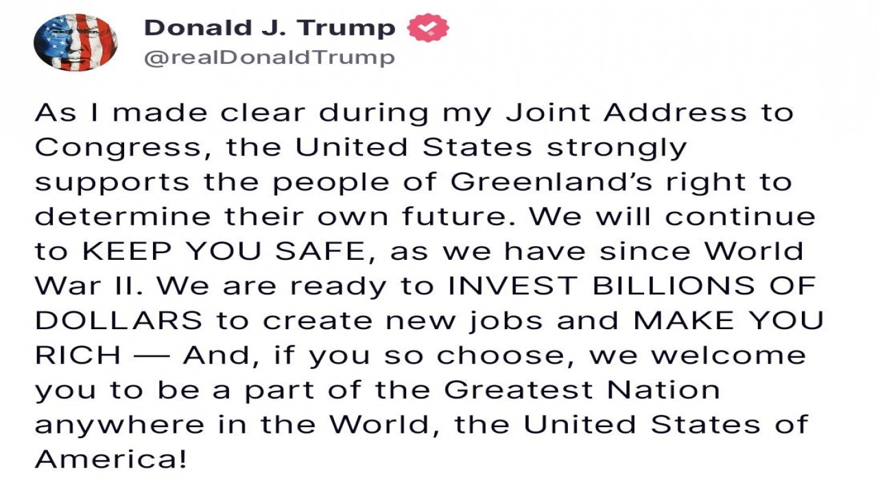 ABD Başkanı Trump bir kez daha Grönland halkına seslendi: Sizi parçamız olmaya davet ediyoruz
