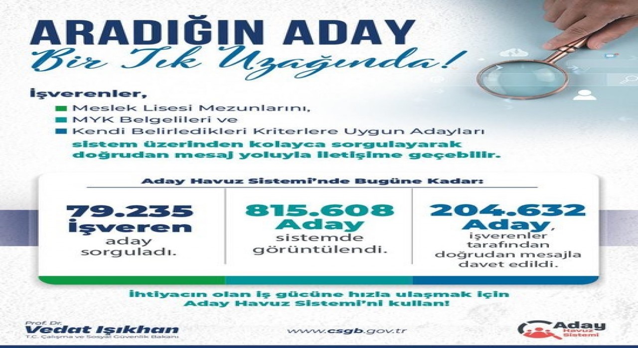 Bakan Işıkhan: Aday Havuz Sistemi ile 204 bin 632 iş arayan vatandaşımız ile iletişime geçildi