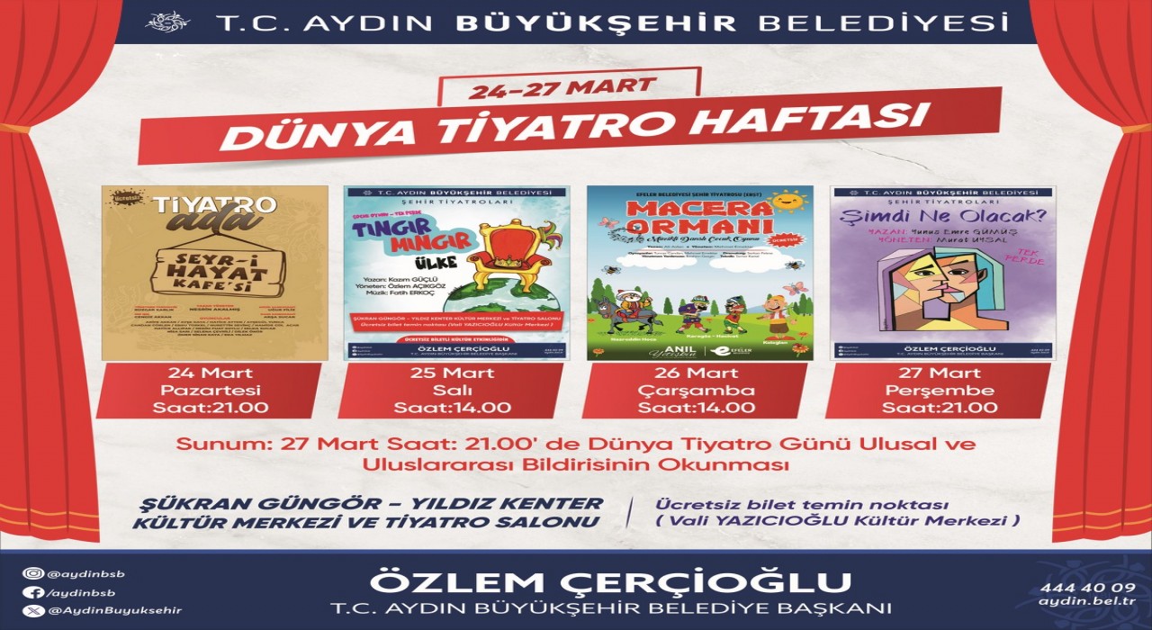 Başkan Çerçioğlu Aydınlıları Dünya Tiyatro Haftası etkinlikleri ile buluşturuyor