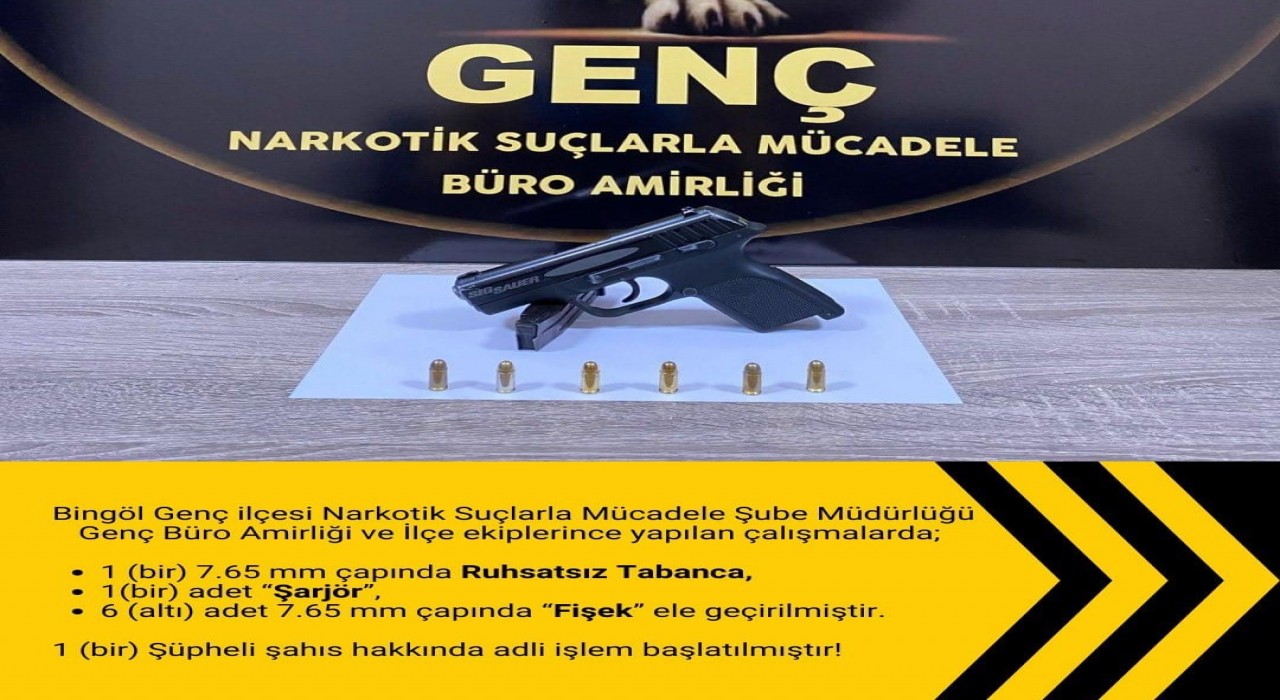 Bingölde ruhsatsız tabanca ele geçirildi