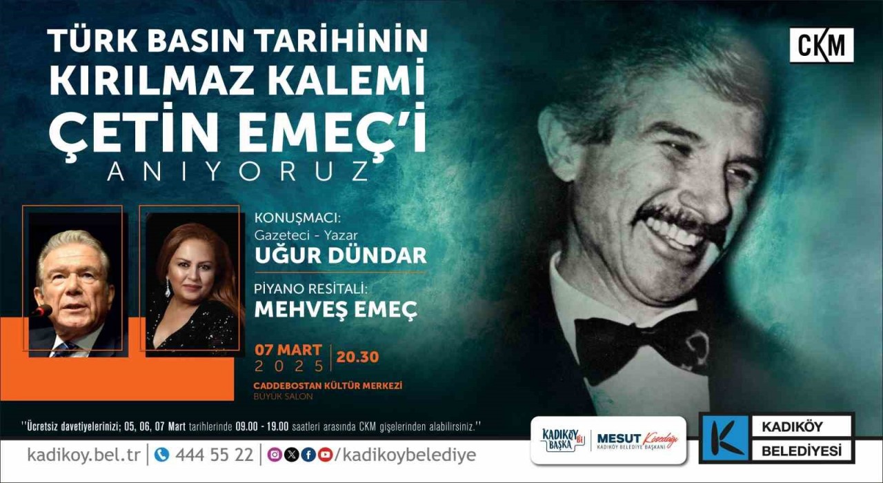 Çetin Emeç Kadıköyde anılacak