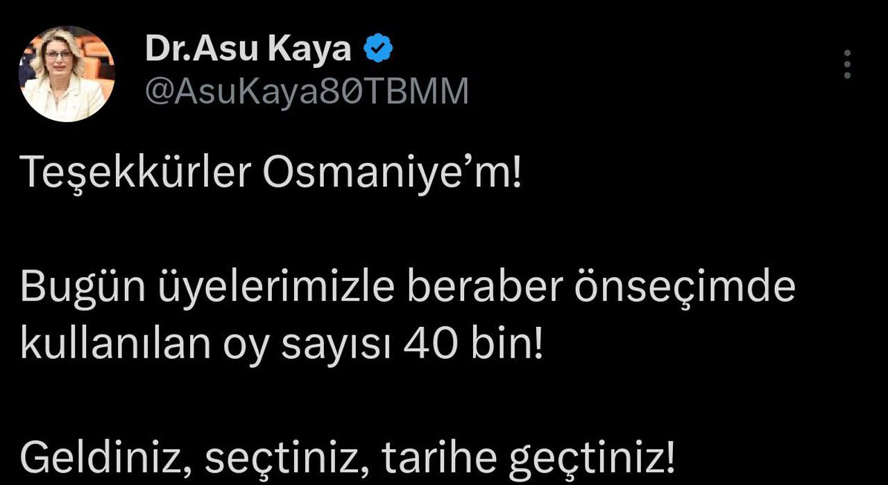 CHP Osmaniye Milletvekili Asu Kaya: “Ön Seçimde 40 Bin Oy Kullanıldı”