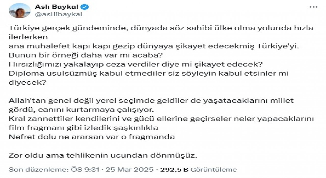 Deniz Baykalın kızından CHPye sert eleştiri