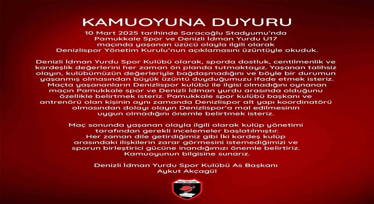 Denizli İdman Yurdu; Olayın Denizlispora mal edilmesi uygun değil
