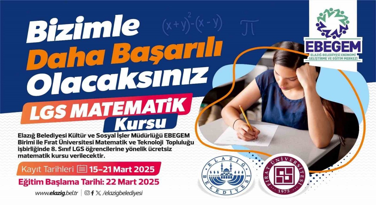 Elazığda LGSye hazırlanan öğrencilere ücretsiz matematik kursu