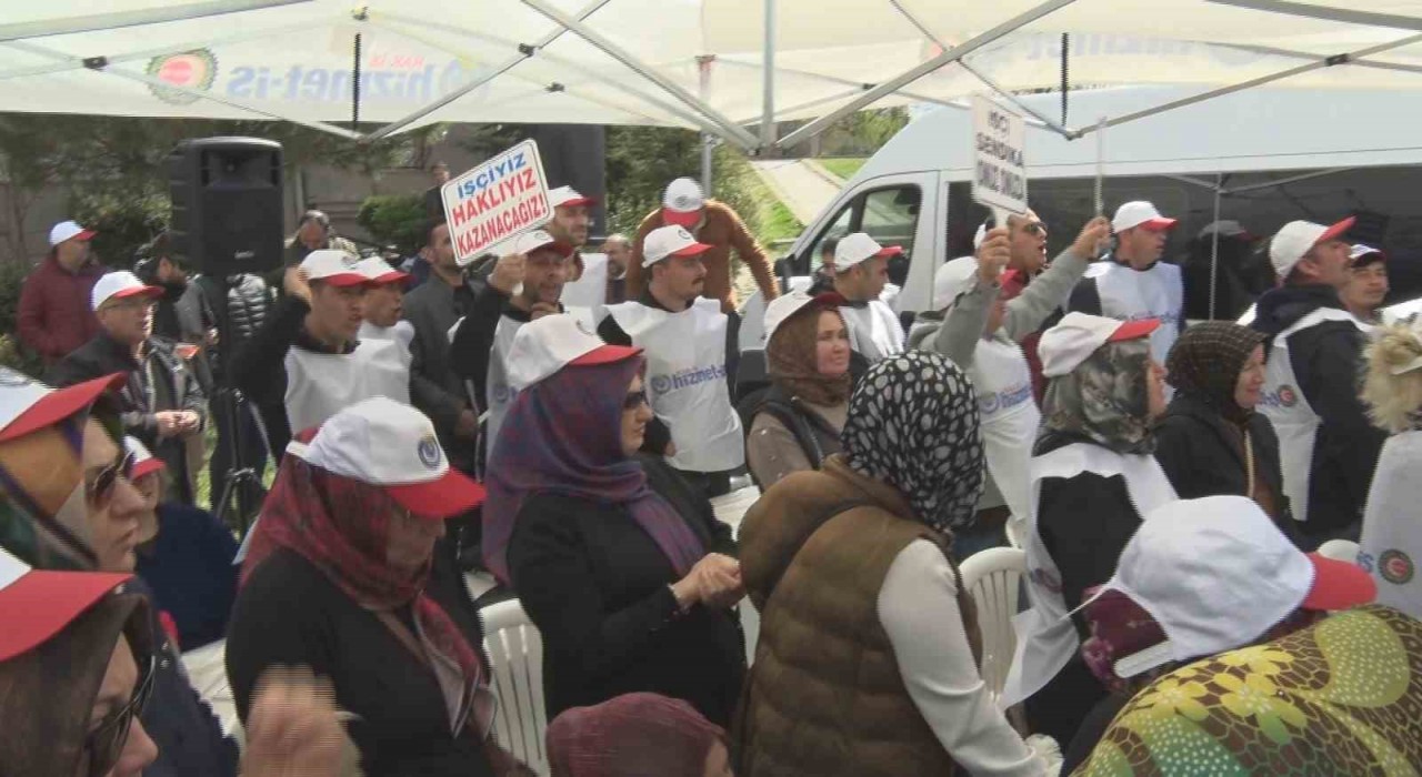 HİZMET-İŞ Sendikası işten çıkarılan işçiler için Altındağ Belediyesi önünde direniş çadırı açtı