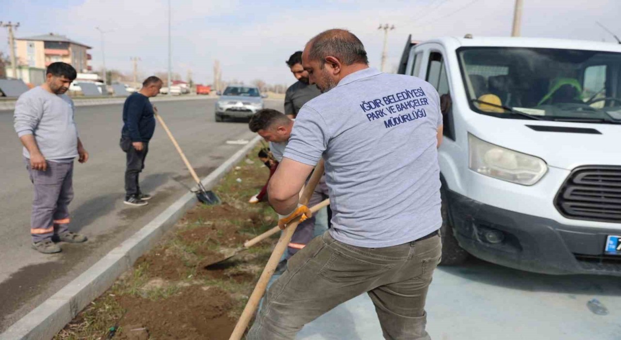 Iğdırda bayram öncesi peyzaj ve temizlik çalışması yapılıyor
