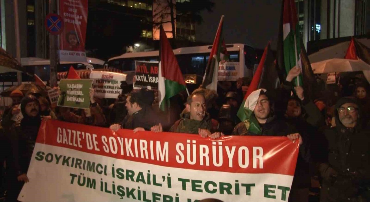 İsrail Başkonsolosluğu önünde ‘Gazze protestosu