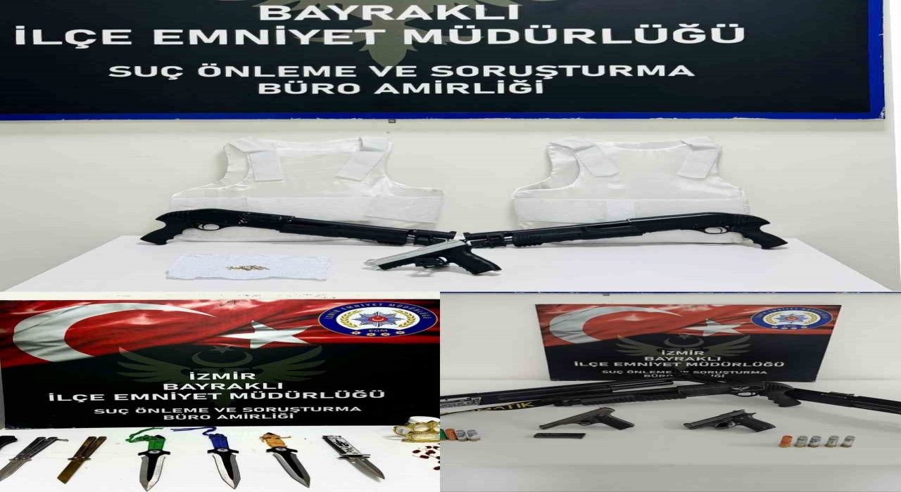 İzmirde çok sayıda silah ele geçirildi: 5 gözaltı
