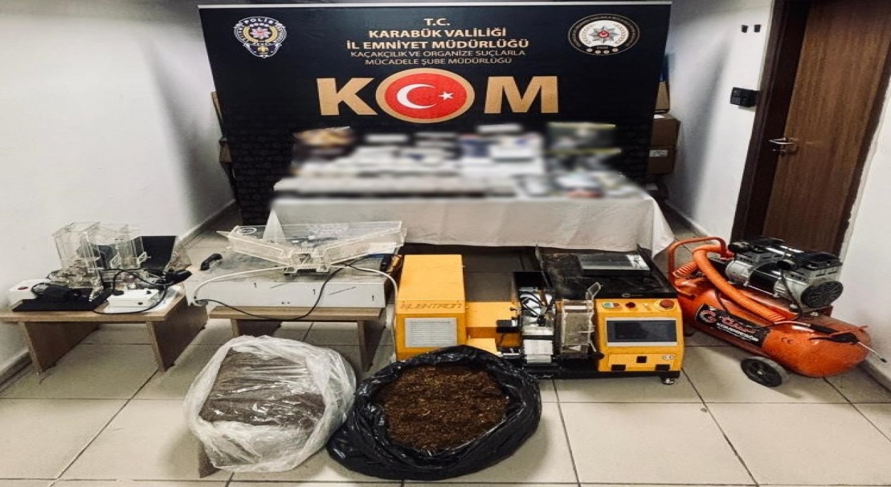 Karabükte 20 kilogram tütün ile 12 bin 300 adet makaron ele geçirildi