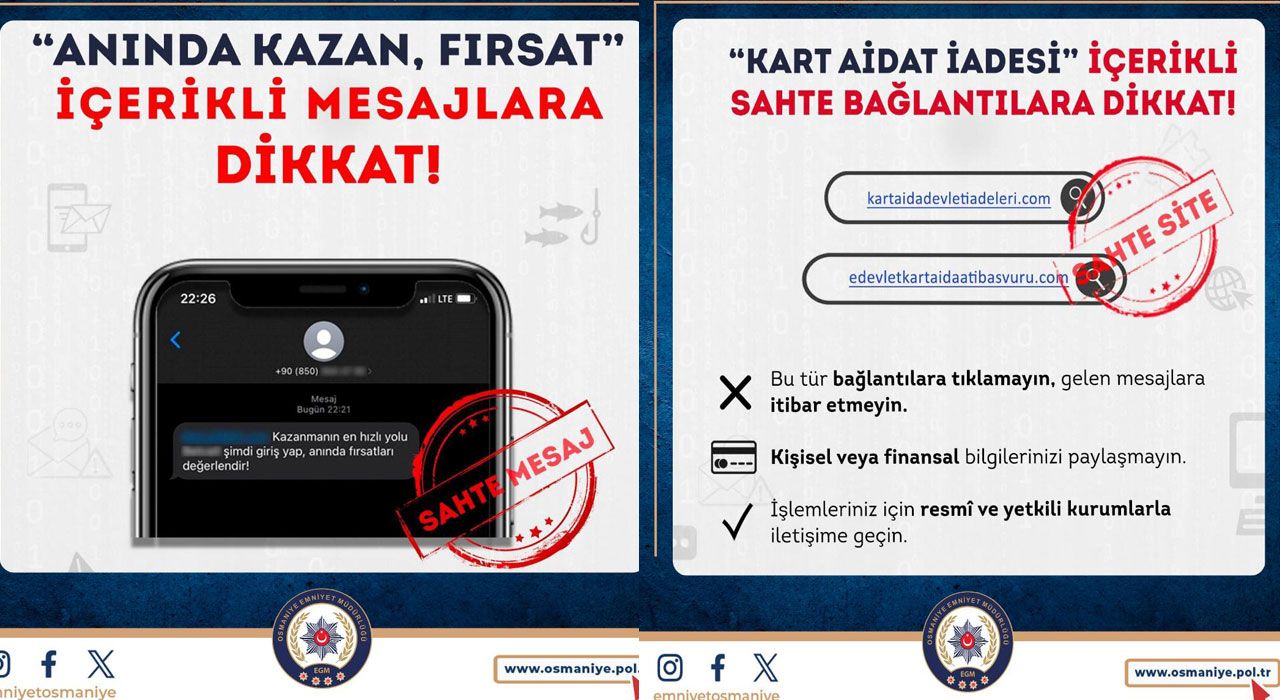 Osmaniye Emniyet Müdürlüğü’nden Sahte Site Uyarısı