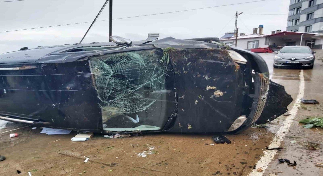 Rizede takla atan otomobilin sürücüsü yaralandı
