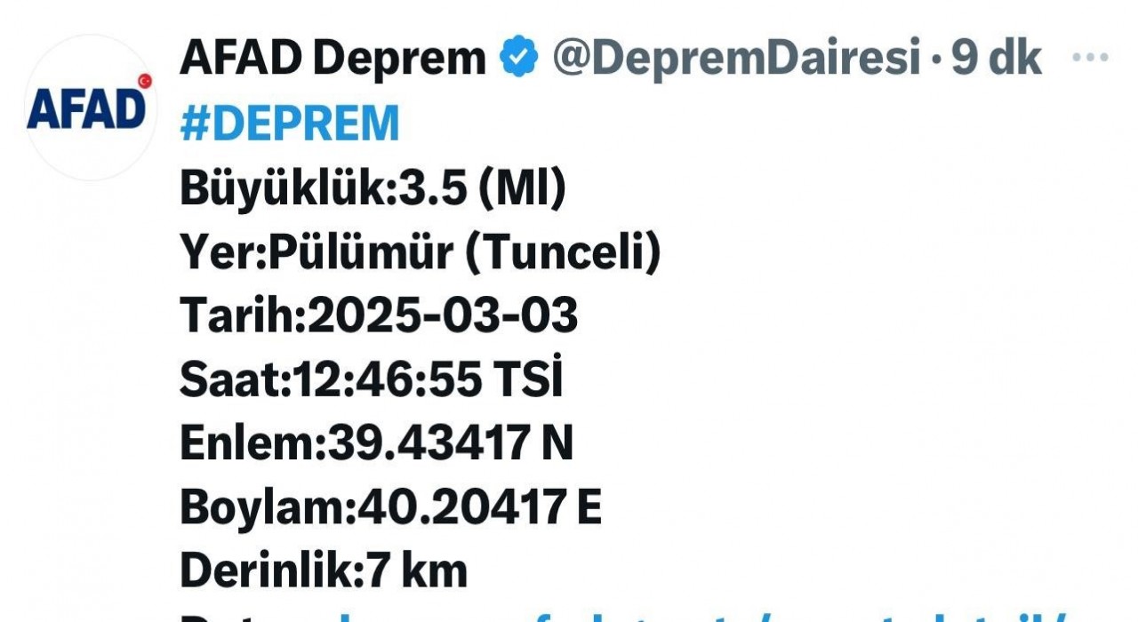 Tuncelide korkutan deprem