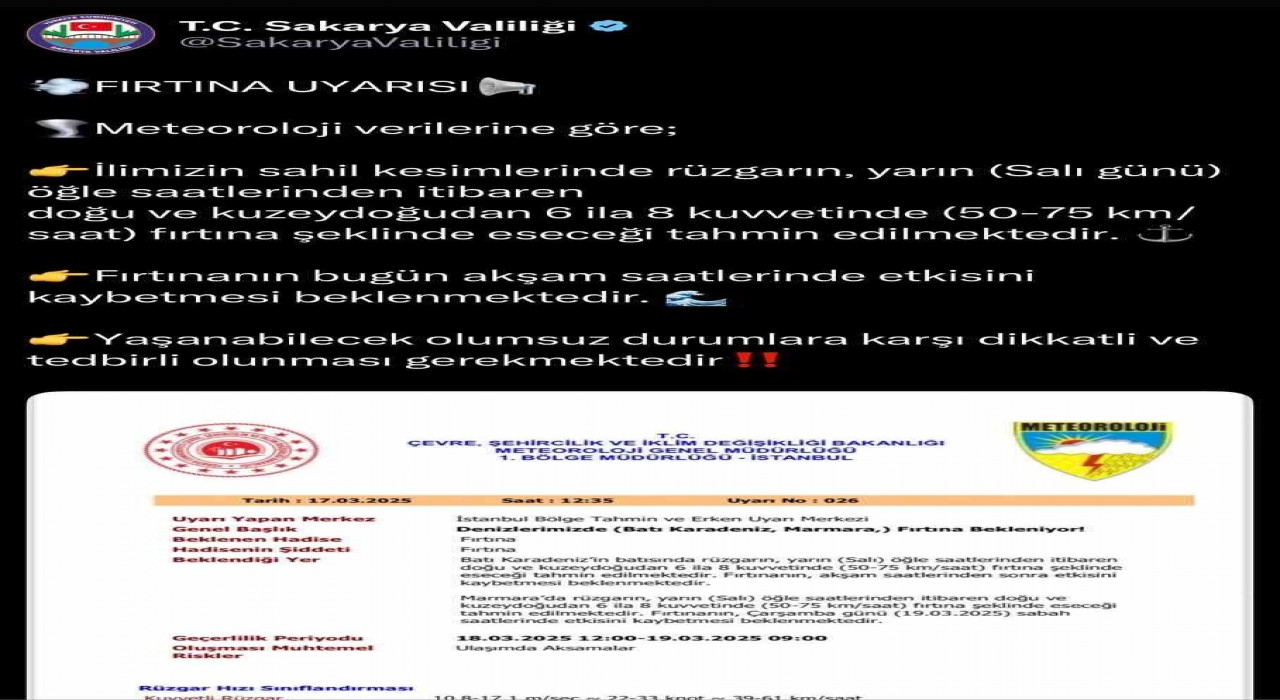 Valilik Sakaryanın sahil kesimleri için uyardı