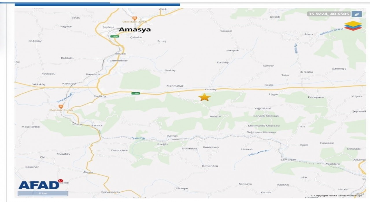 Amasyada 3.2 büyüklüğünde deprem