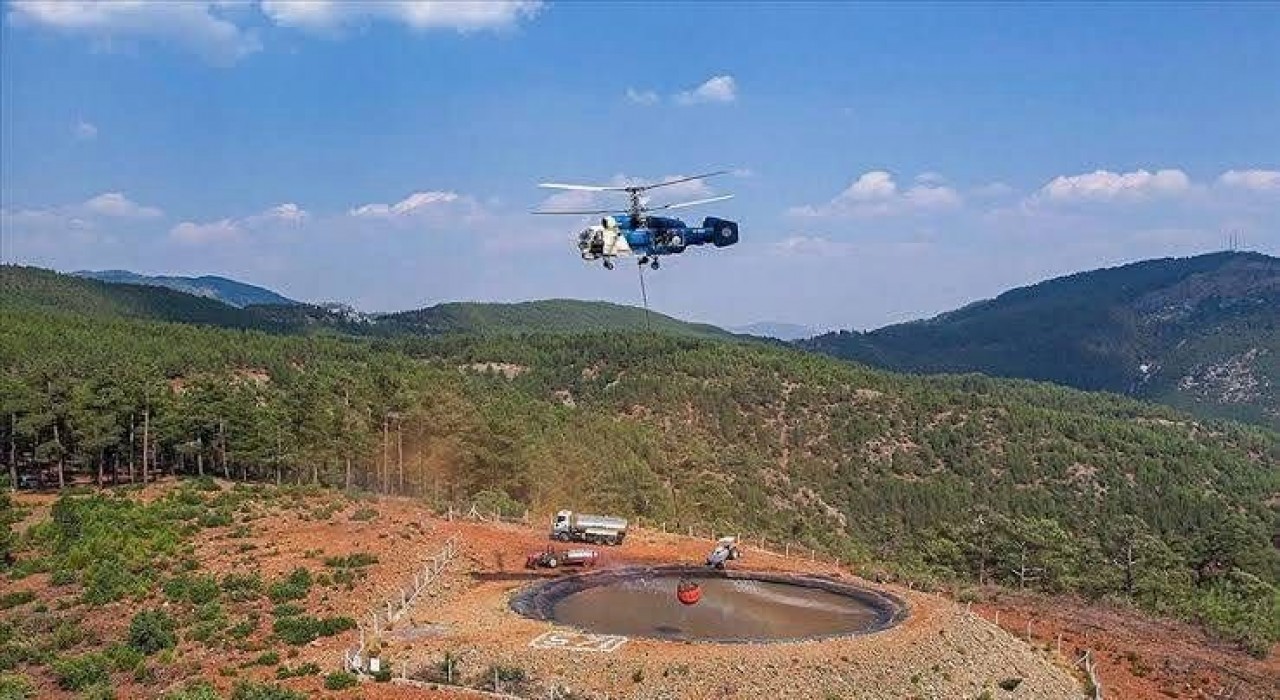 Bayatta helikopter destekli yangın havuzu kuruldu