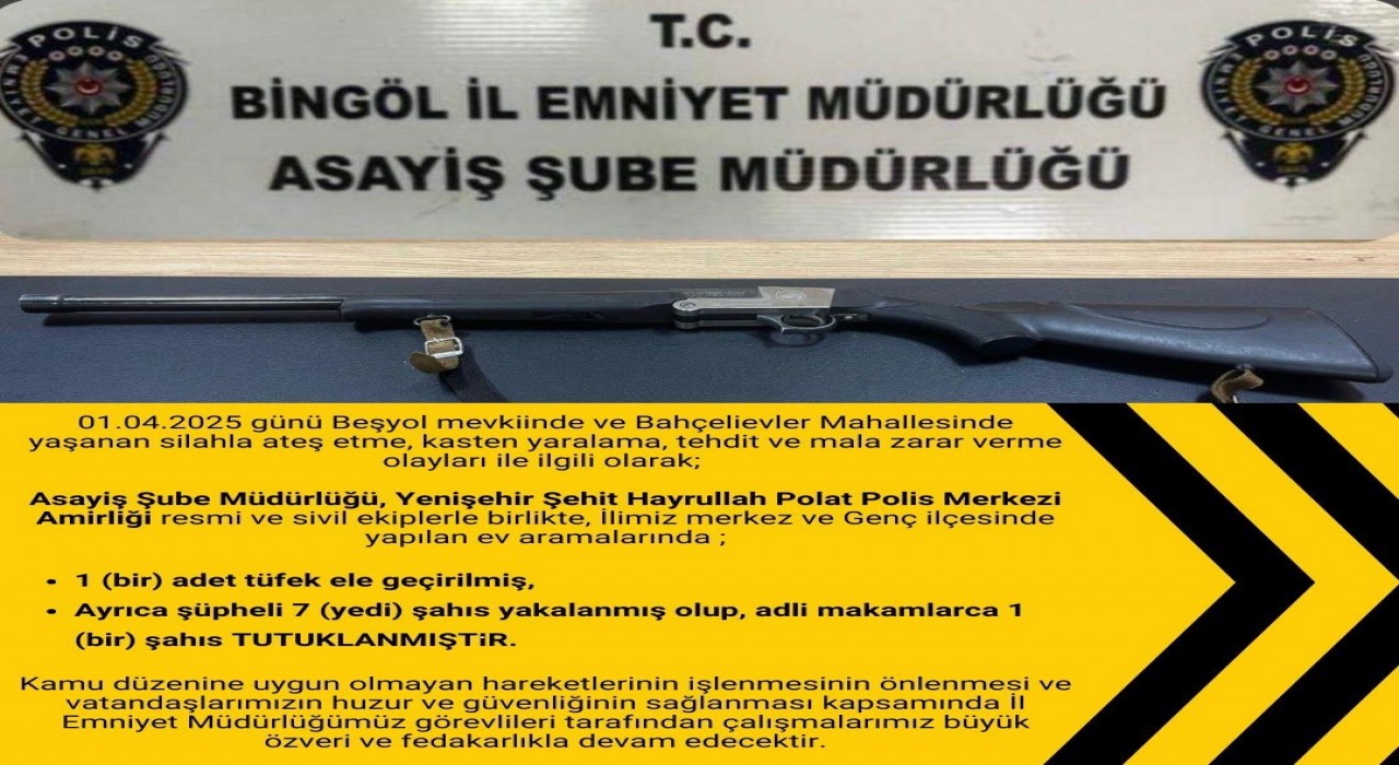 Bingölde asayiş olayına karışan 7 kişi yakalandı