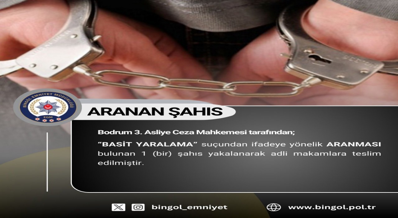 Bingölde çeşitli suçlardan aranan 11 kişi yakalandı