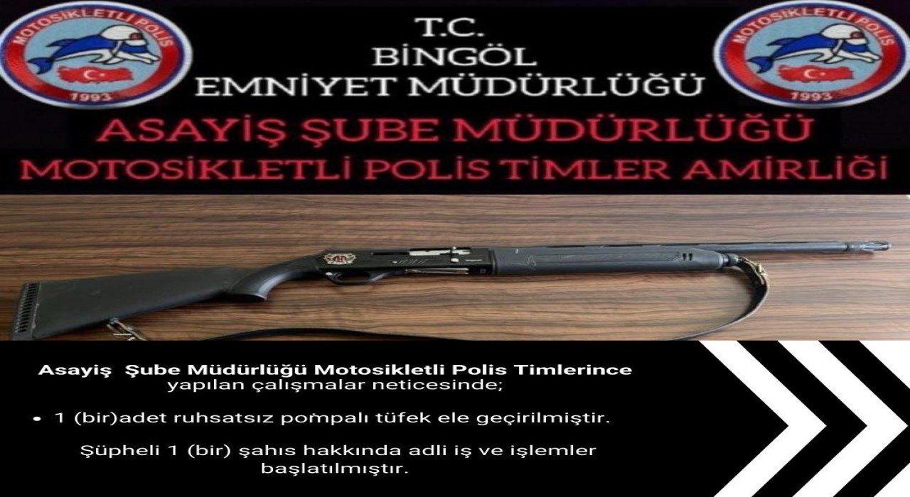 Bingölde ruhsatsız tüfek ele geçirildi