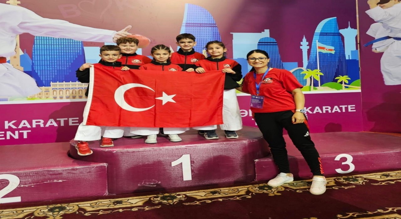 Denizlili minik karateciler Azerbaycandan madalyalarla döndü
